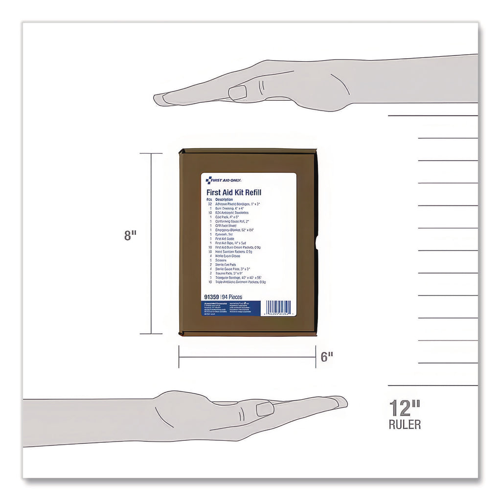 25 Person ANSI A Refill Kit, ANSI 2021 Compliant, 94 Pieces
