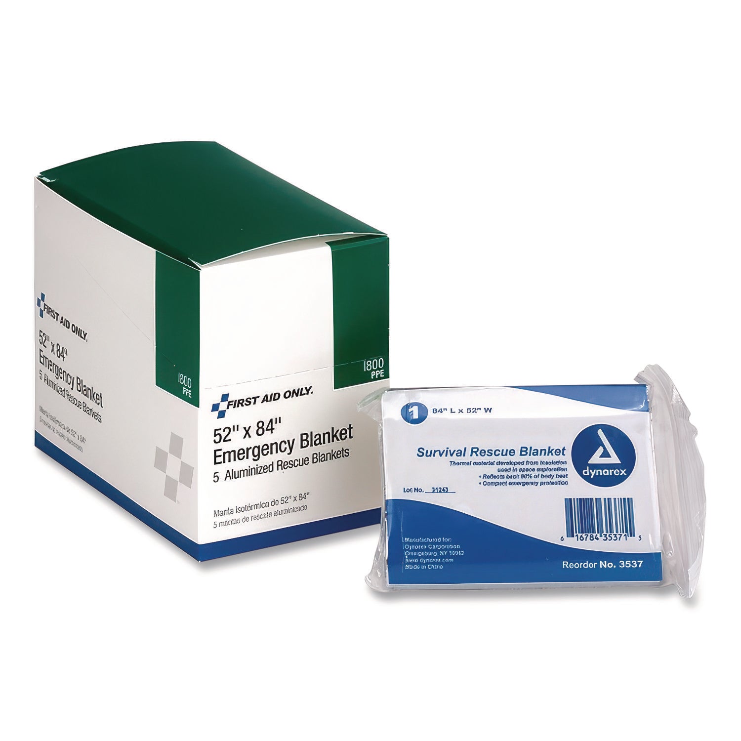 Aluminized Emergency Blanket, 52" x 84", 5/Box