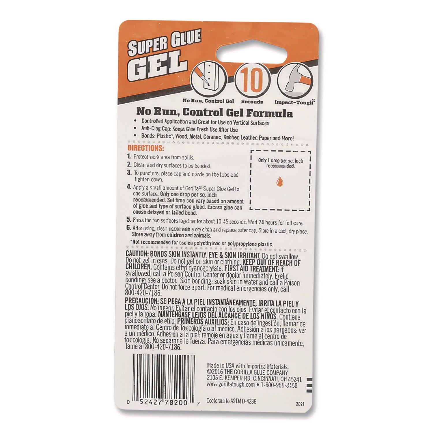 Super Glue Gel, Two 0.11 oz Tubes, Dries Clear