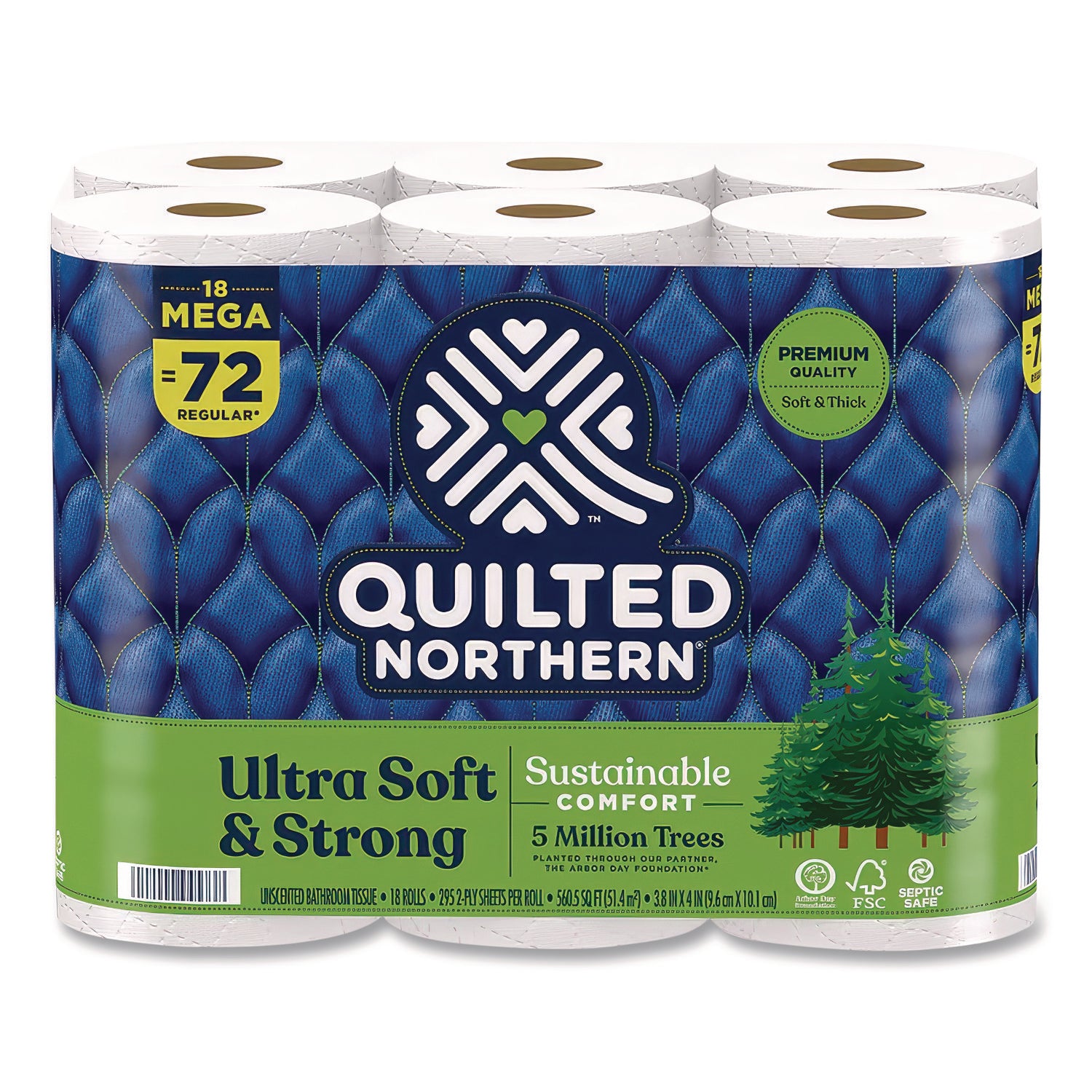 Ultra Soft and Strong Bathroom Tissue, Mega Rolls, Septic Safe, 2-Ply, White, 328 Sheets/Roll, 18 Rolls/Carton