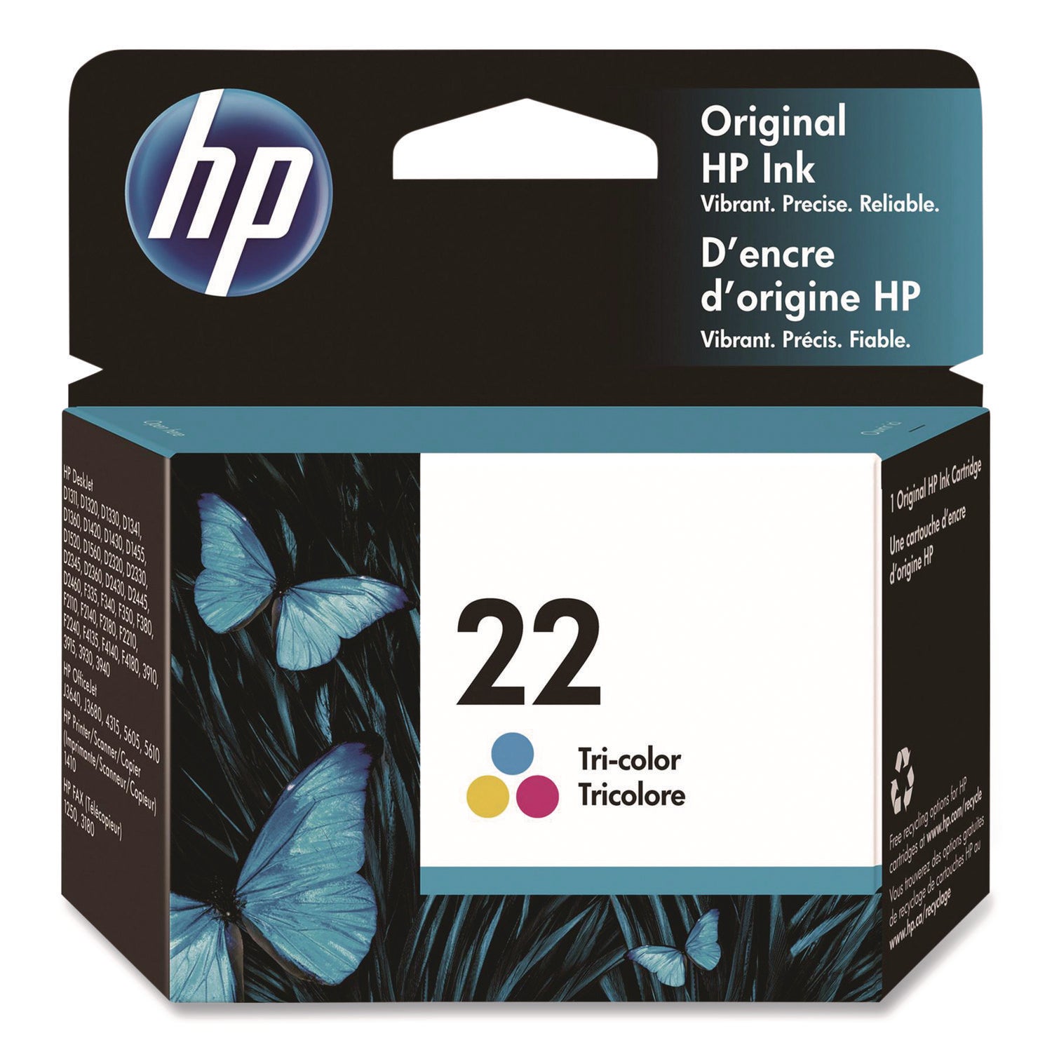HP 22, (C9352AN) Tri-Color Original Ink Cartridge