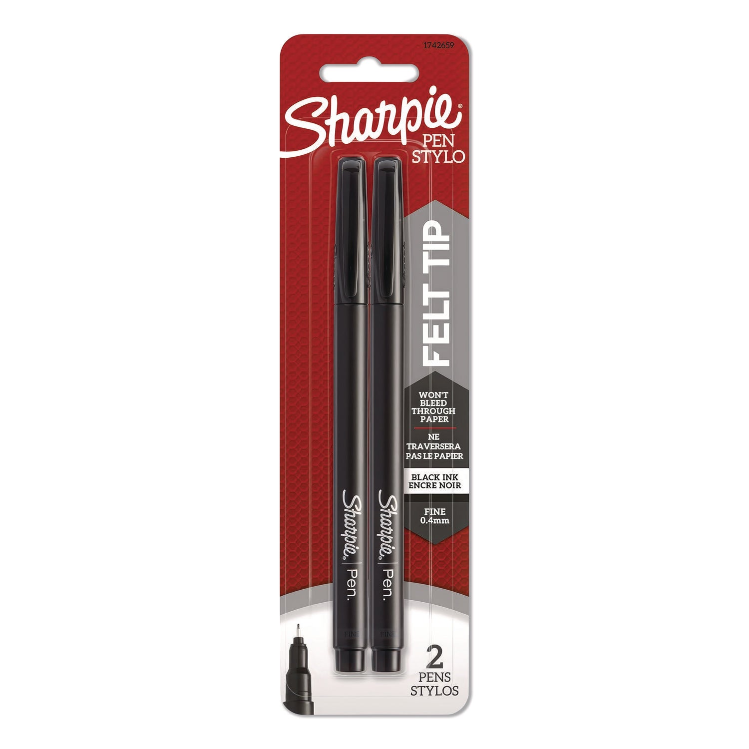 Sharpie Fine Point Pen - Fine Pen Point - Black - 2/Pack