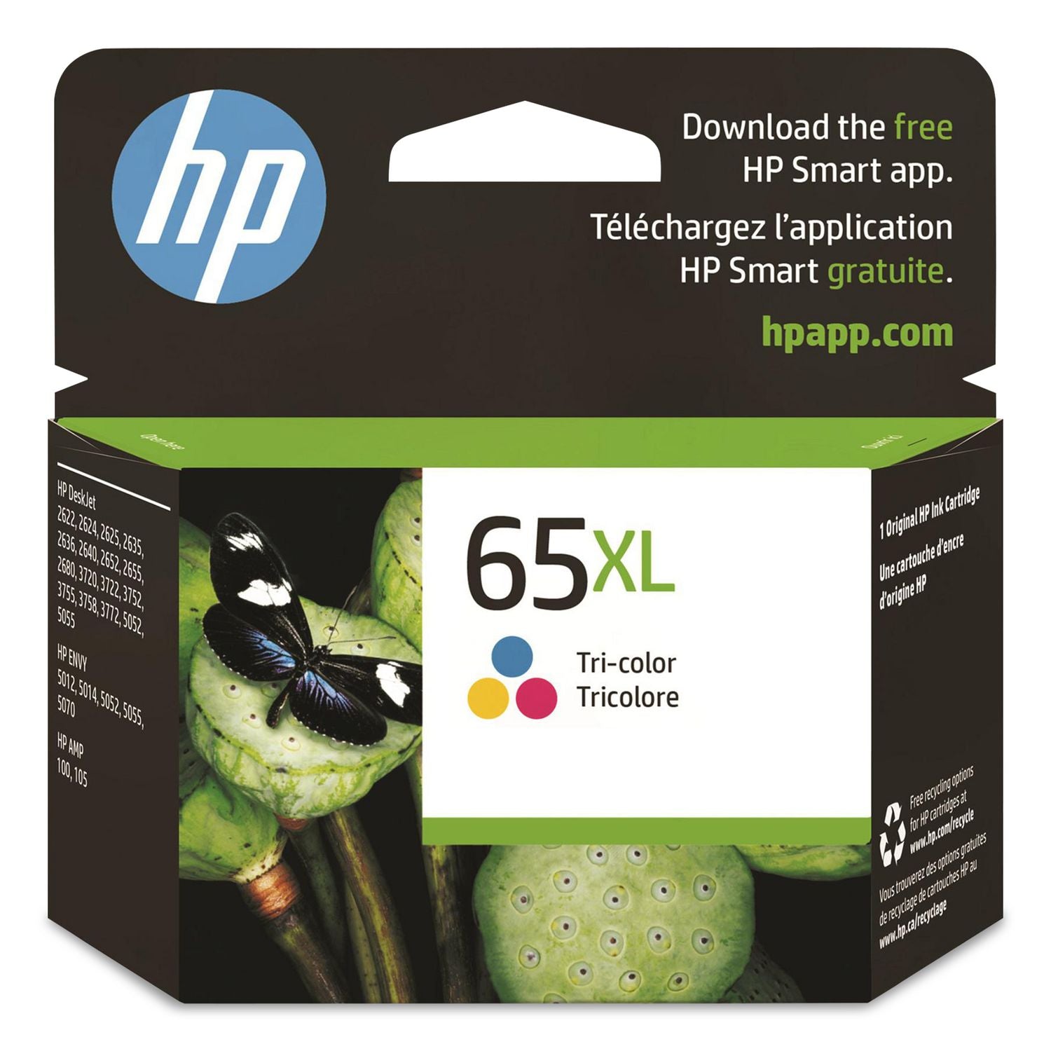 HP 65XL, (N9K03AN) High-Yield Tri-Color Original Ink Cartridge
