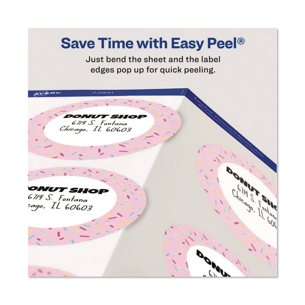 Avery Glossy White Labels, 3" Round, 60 Labels (22891) - - Height3" Diameter - Permanent Adhesive - Round - Gloss White - 6 / Sheet - 60 / Pack - Jam-free, Stick & Stay, Smudge Proof, Foldable