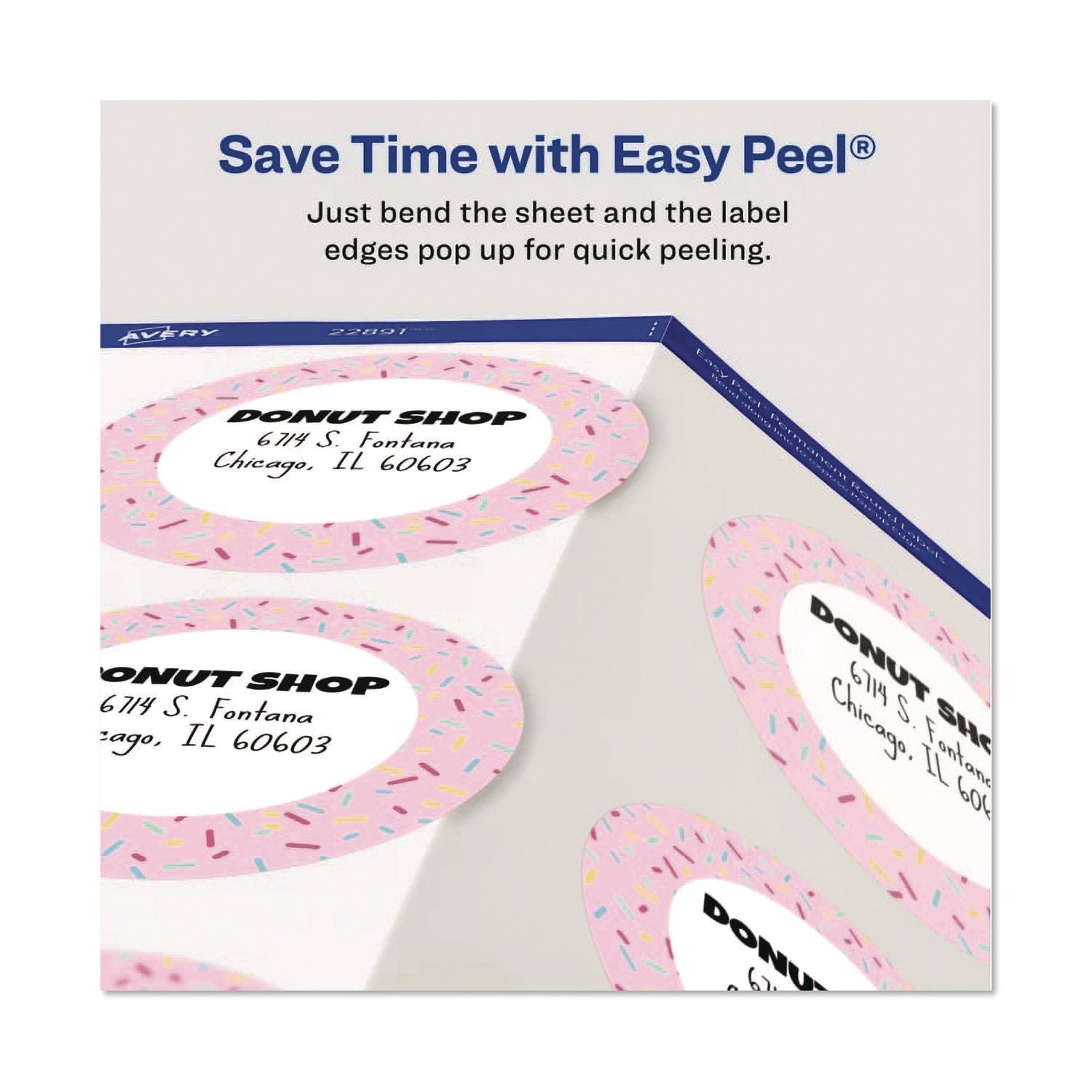 Avery Glossy White Labels, 3" Round, 60 Labels (22891) - - Height3" Diameter - Permanent Adhesive - Round - Gloss White - 6 / Sheet - 60 / Pack - Jam-free, Stick & Stay, Smudge Proof, Foldable