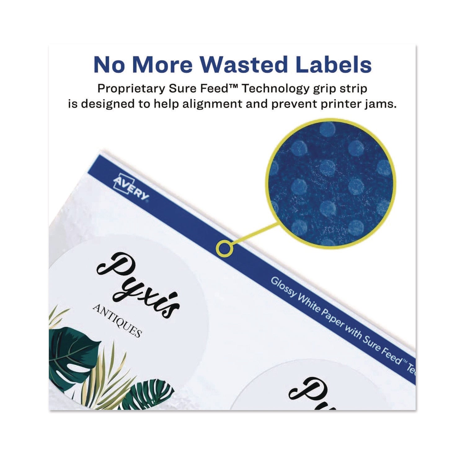 Avery Glossy White Labels, 3" Round, 60 Labels (22891) - - Height3" Diameter - Permanent Adhesive - Round - Gloss White - 6 / Sheet - 60 / Pack - Jam-free, Stick & Stay, Smudge Proof, Foldable