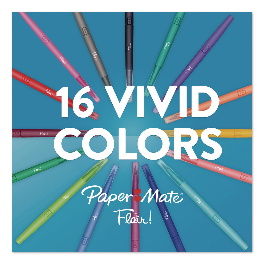 Paper Mate Flair Duo Pens - Medium Pen Point - 0.7 mm Pen Point Size - Assorted - 8 / Pack