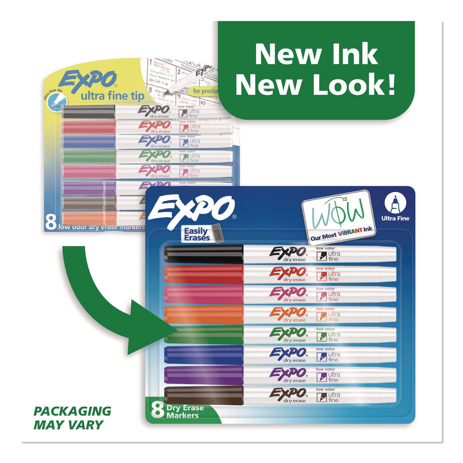 Low-Odor Dry-Erase Marker, Extra-Fine Bullet Tip, Assorted Colors, 8/Set