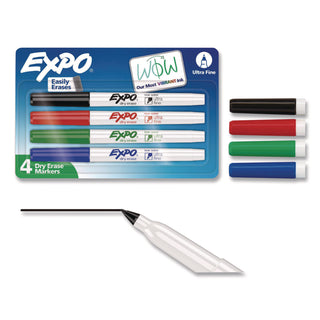 Low-Odor Dry-Erase Marker, Extra-Fine Bullet Tip, Assorted Colors, 4/Pack