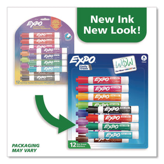 Low Odor Dry Erase Vibrant Color Markers, Broad Chisel Tip, Assorted Colors, 12/Set