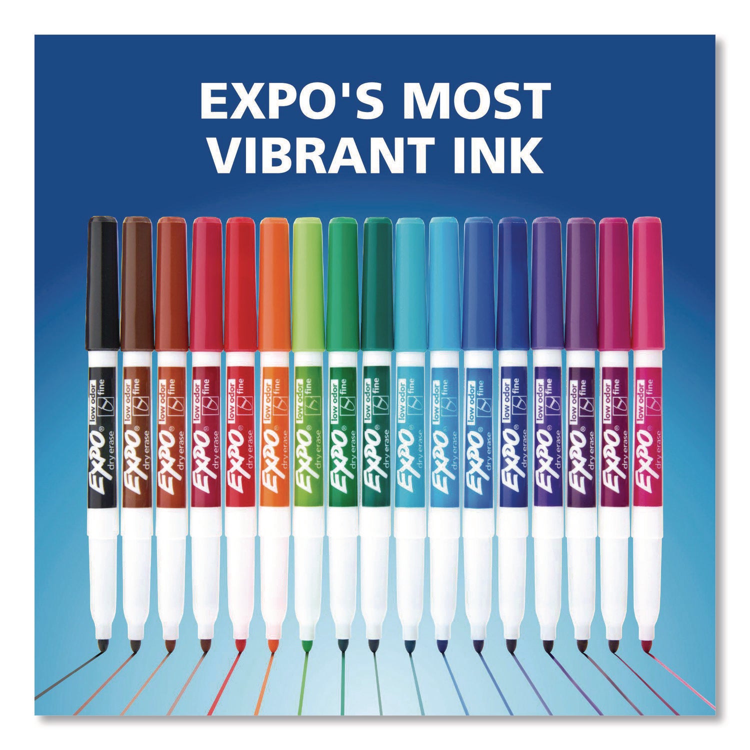 Low Odor Dry Erase Vibrant Color Markers, Fine Bullet Tip, Assorted Colors, 36/Pack