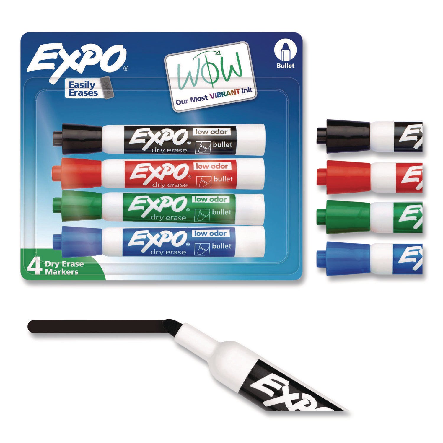 Low-Odor Dry-Erase Marker, Broad Chisel Tip, Assorted Pastel Colors, 4/Set