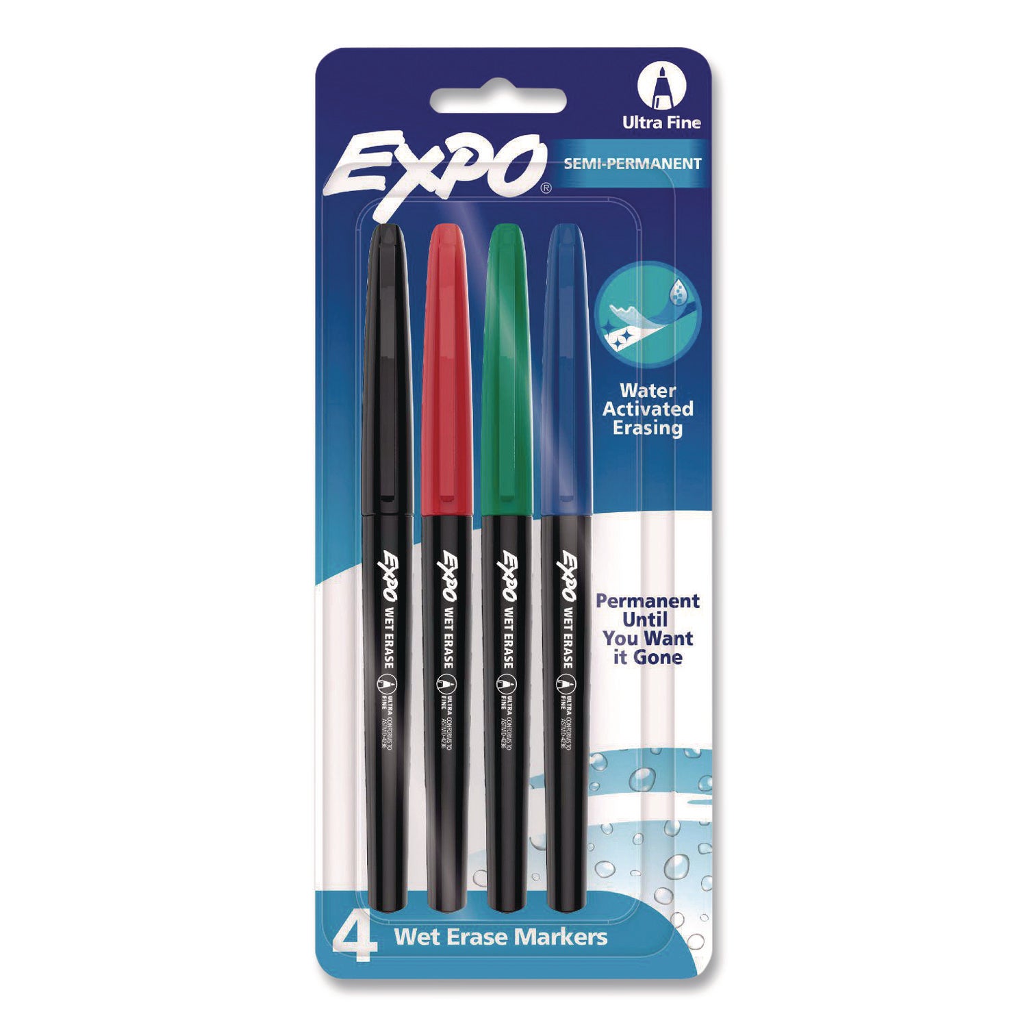 Vis-a-Vis Wet Erase Marker, Fine Bullet Tip, Assorted Colors, 4/Set