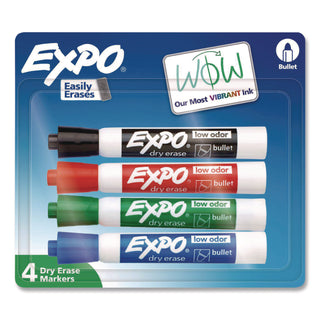 Low-Odor Dry-Erase Marker, Broad Chisel Tip, Assorted Pastel Colors, 4/Set