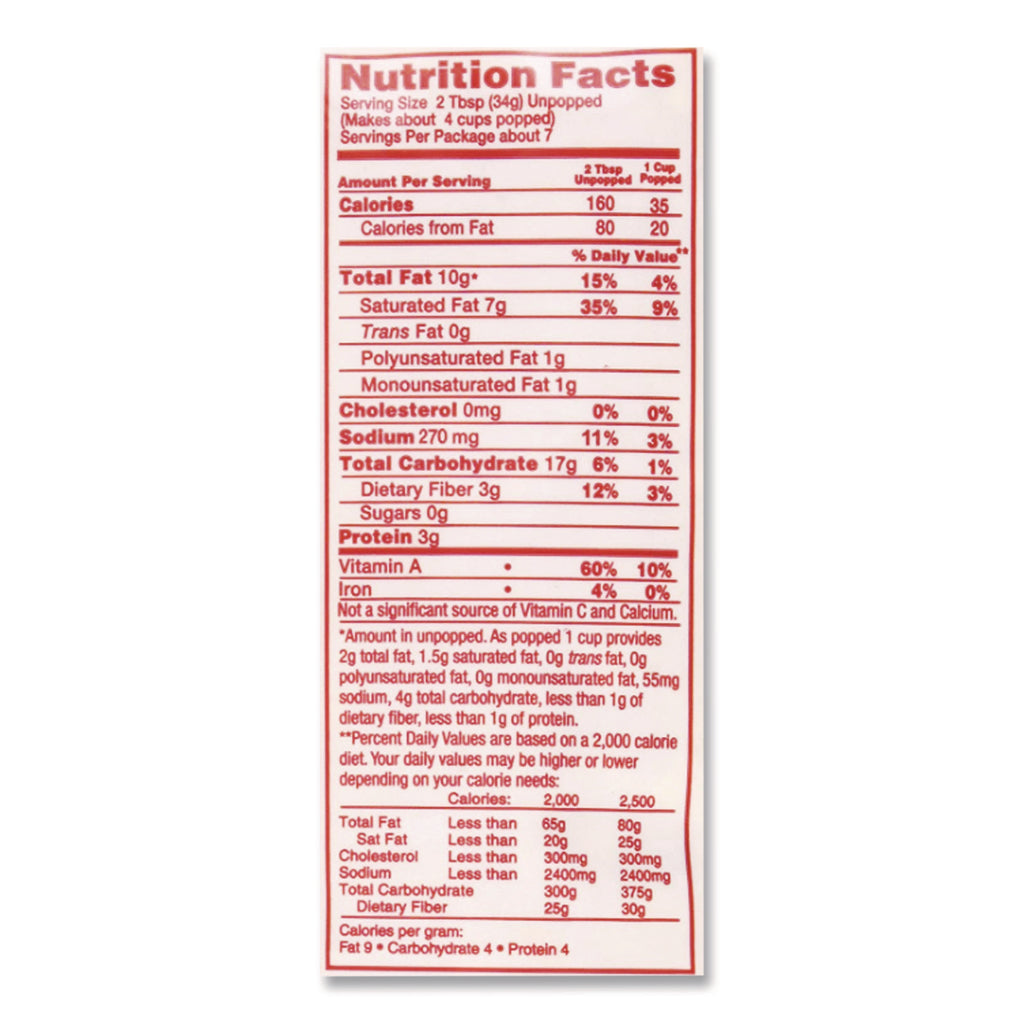 Mega Pop Popcorn, Butter, 8 oz Bag, 36 Bags/Carton