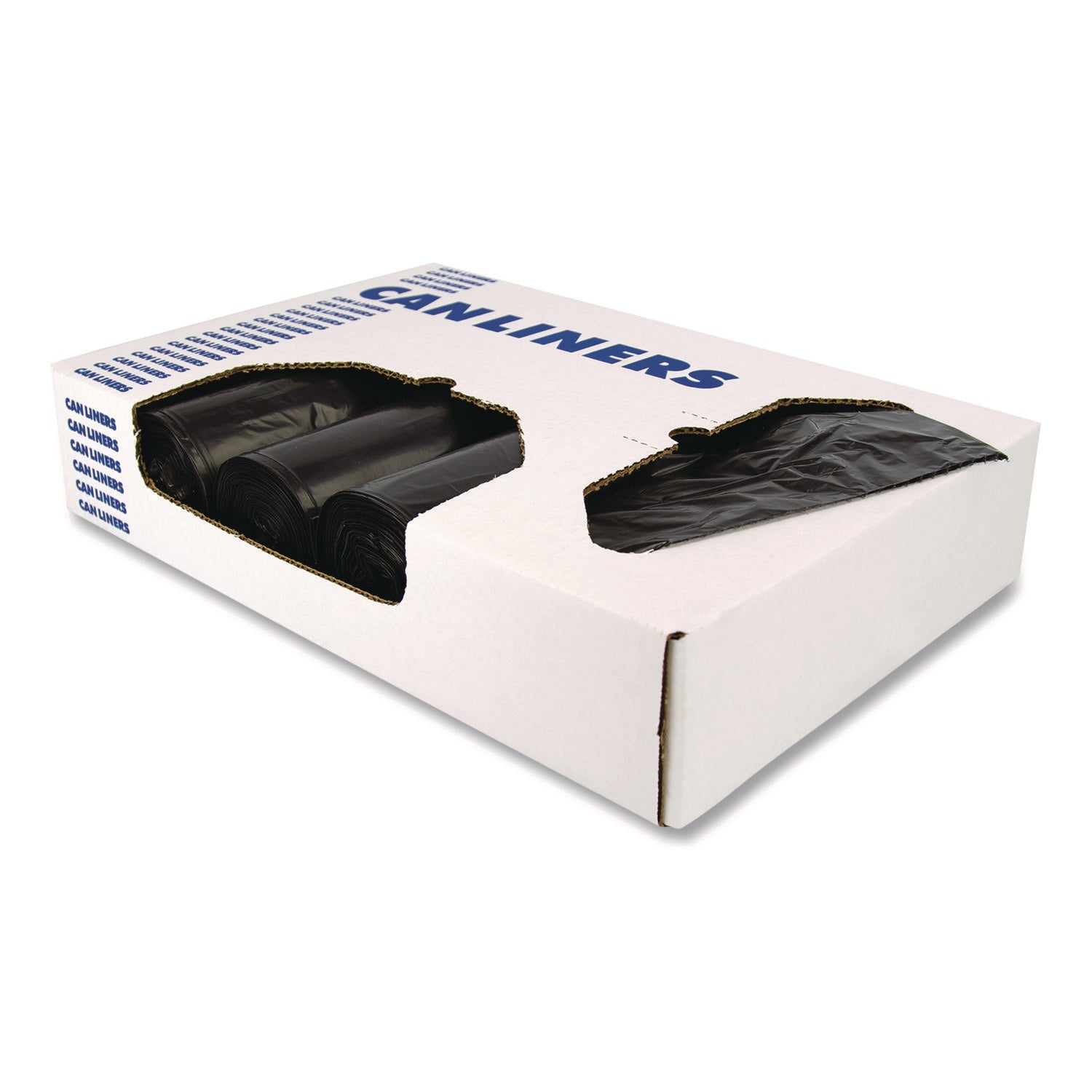 Linear Low-Density Can Liners, 60 Gal, 1.2 Mil, 44 X 56, Black, 100/carton