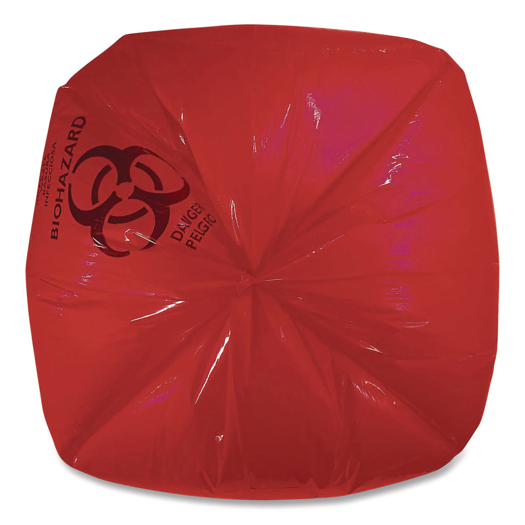 Heritage 1.3 mil Red Biohazard Can Liners - 46" Width x 40" Length - 1.30 mil (33 Micron) Thickness - Low Density - Red - Linear Low-Density Polyethylene (LLDPE) - 200/Carton - Can