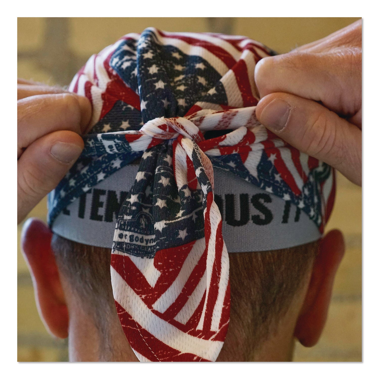 Chill-Its 6615 High-Perform Bandana Doo Rag w/Terry Cloth Sweatband, One Size, Stars and Stripes, Ships in 1-3 Business Days