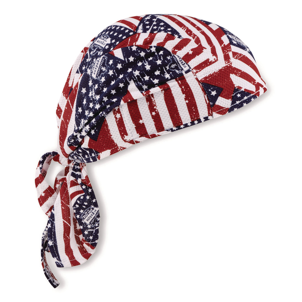 Chill-Its 6615 High-Perform Bandana Doo Rag w/Terry Cloth Sweatband, One Size, Stars and Stripes, Ships in 1-3 Business Days