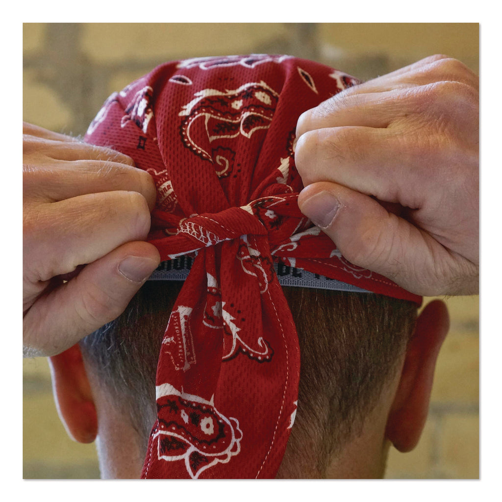 Chill-Its 6615 High-Performance Bandana Doo Rag w/Terry Cloth Sweatband, One Size, Red Western, Ships in 1-3 Business Days