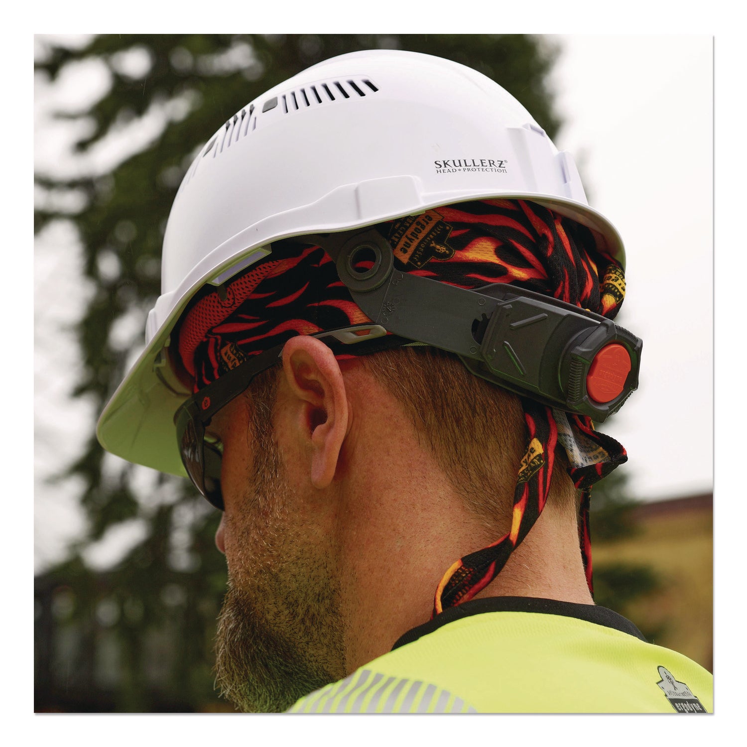 Chill-Its 6615 High-Performance Bandana Doo Rag with Terry Cloth Sweatband, One Size, Flames, Ships in 1-3 Business Days