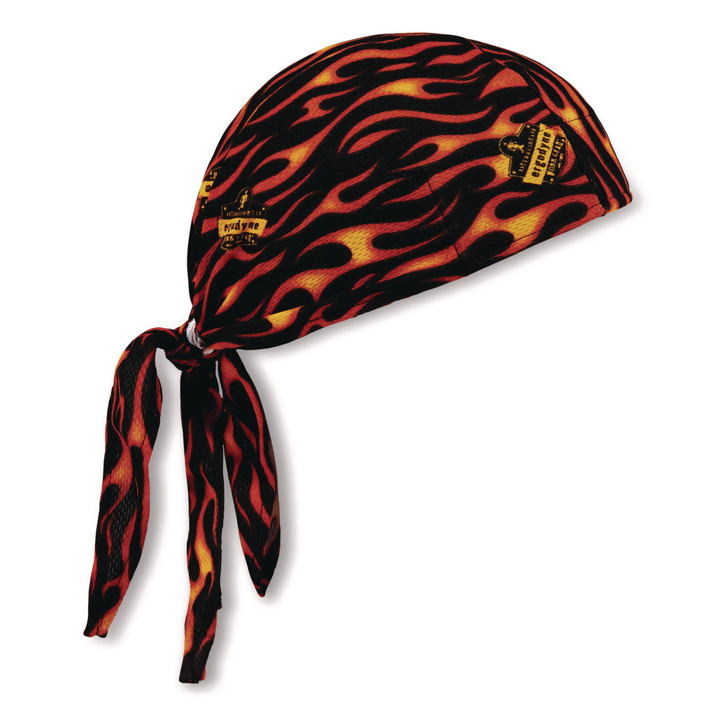 Chill-Its 6615 High-Performance Bandana Doo Rag with Terry Cloth Sweatband, One Size, Flames, Ships in 1-3 Business Days