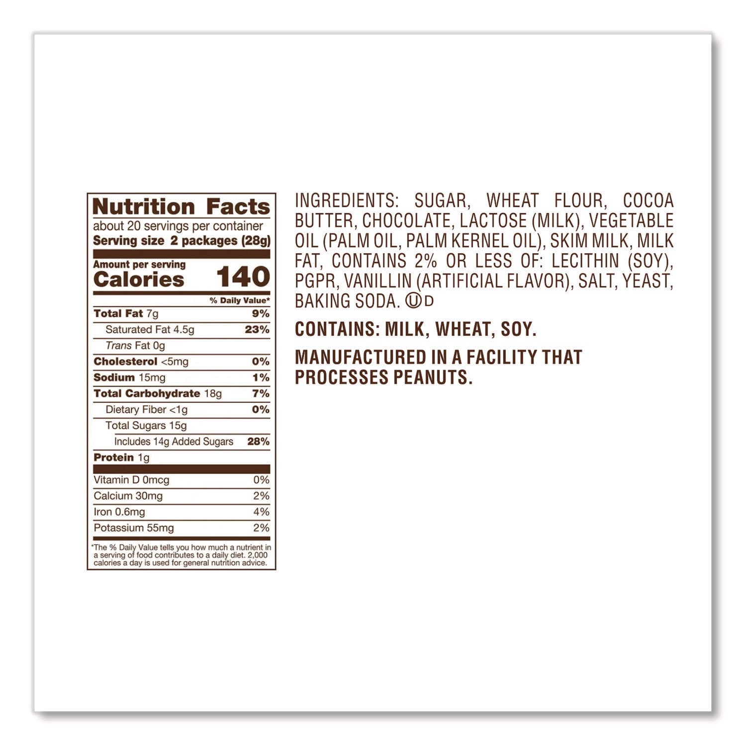 Snack Size, Crisp Wafers in Milk Chocolate, 20.1 oz Bag, Ships in 1-3 Business Days