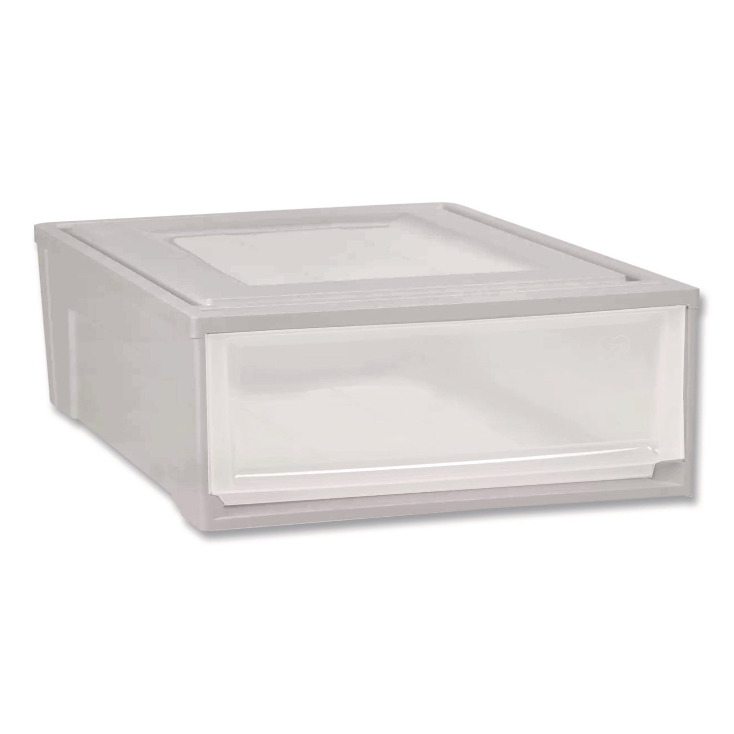 Stackable Storage Drawer, 5.5 gal, 15.7" x 19.7" x 6.5", Gray/Translucent Frost