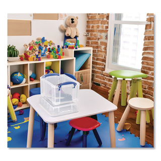 Snap-Lid Storage Bin, 0.79 gal, 7.06" x 9.62" x 6.25", Clear/Blue