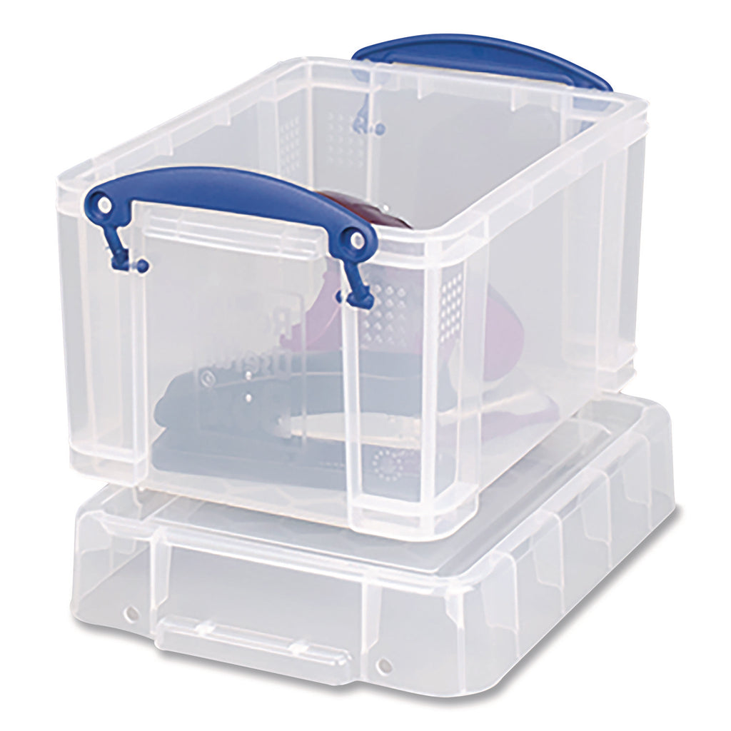 Snap-Lid Storage Bin, 0.79 gal, 7.06" x 9.62" x 6.25", Clear/Blue