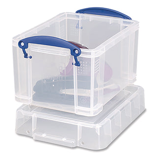 Snap-Lid Storage Bin, 0.79 gal, 7.06" x 9.62" x 6.25", Clear/Blue