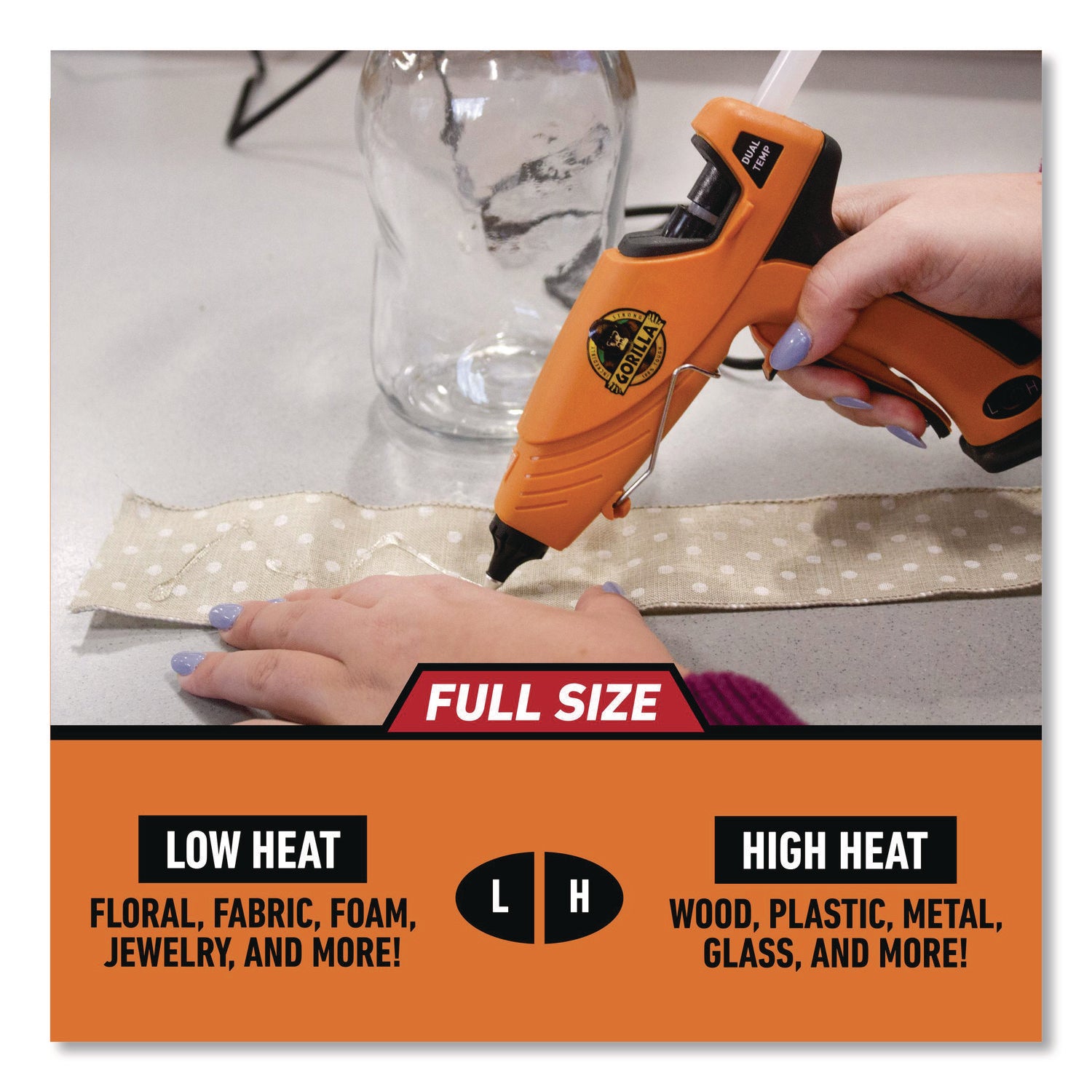 Dual Temp Hot Glue Gun, Orange/Black