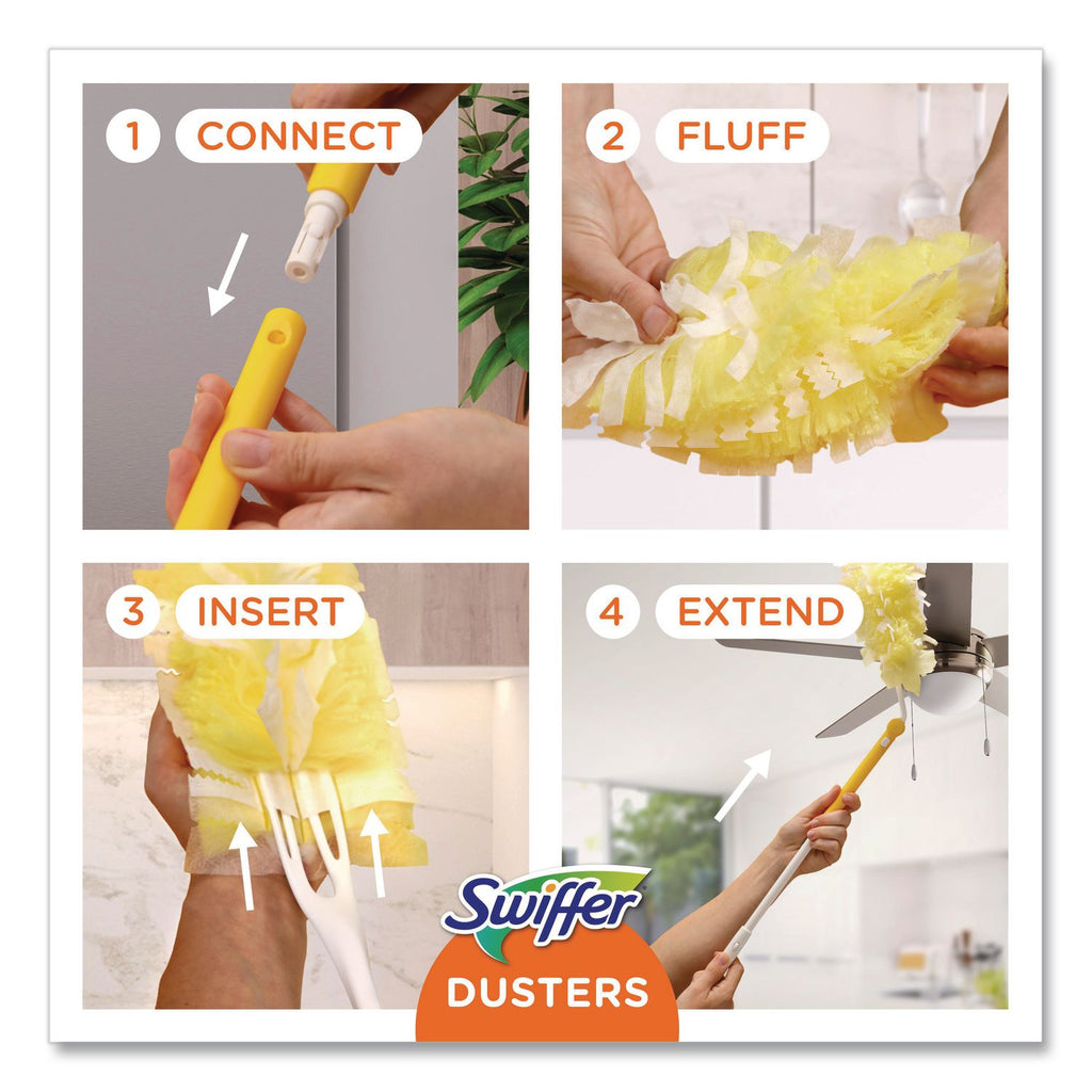 Heavy Duty Dusters Starter Kit, 6" Handle with Two Disposable Dusters, 4 Kits/Carton
