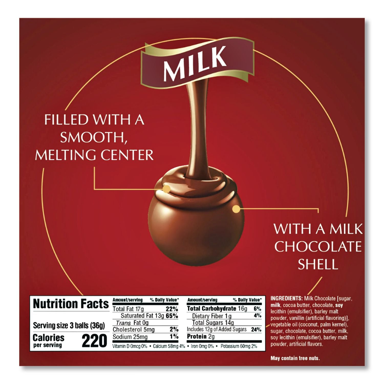 Lindor Milk Chocolate Truffles, 3.5 oz Bag, 3 Bags, Ships in 1-3 Business Days