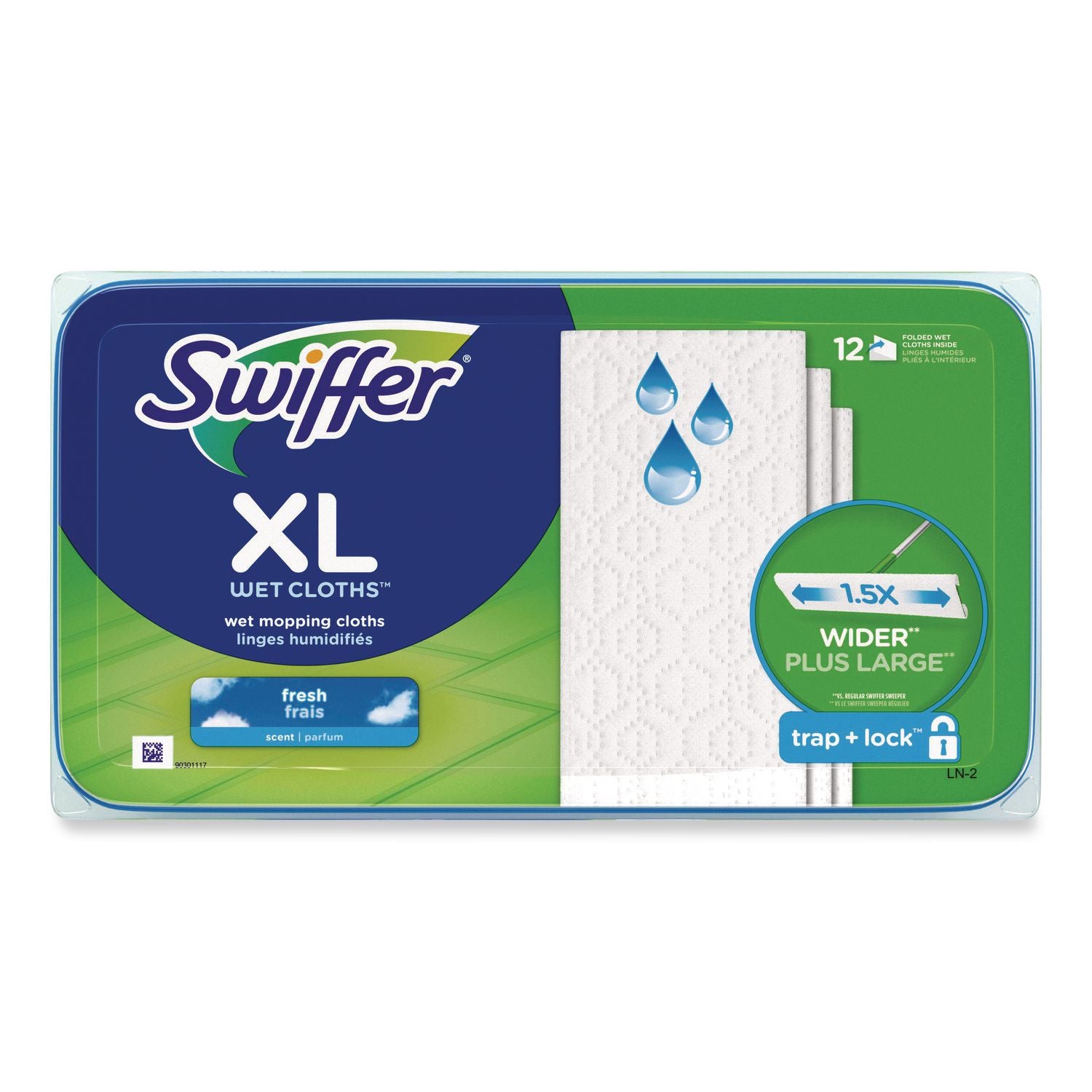 Max/XL Wet Refill Cloths, 16.5 x 9, White, 12/Tub, 6 Tubs/Carton