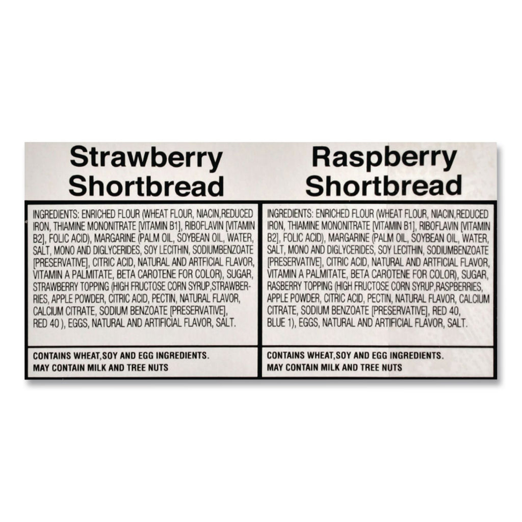 Premium Berry Jam Shortbread Cookies, Raspberry and Strawberry Variety, 2 oz Pack, 36 Packs/Carton
