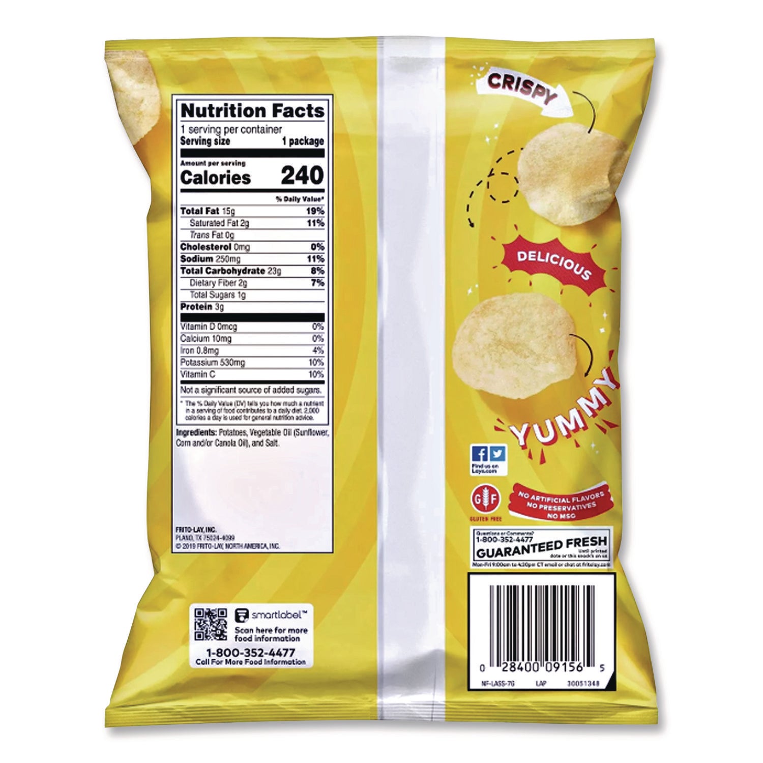 Regular Potato Chips, 1.5 oz Bag, 64/Carton