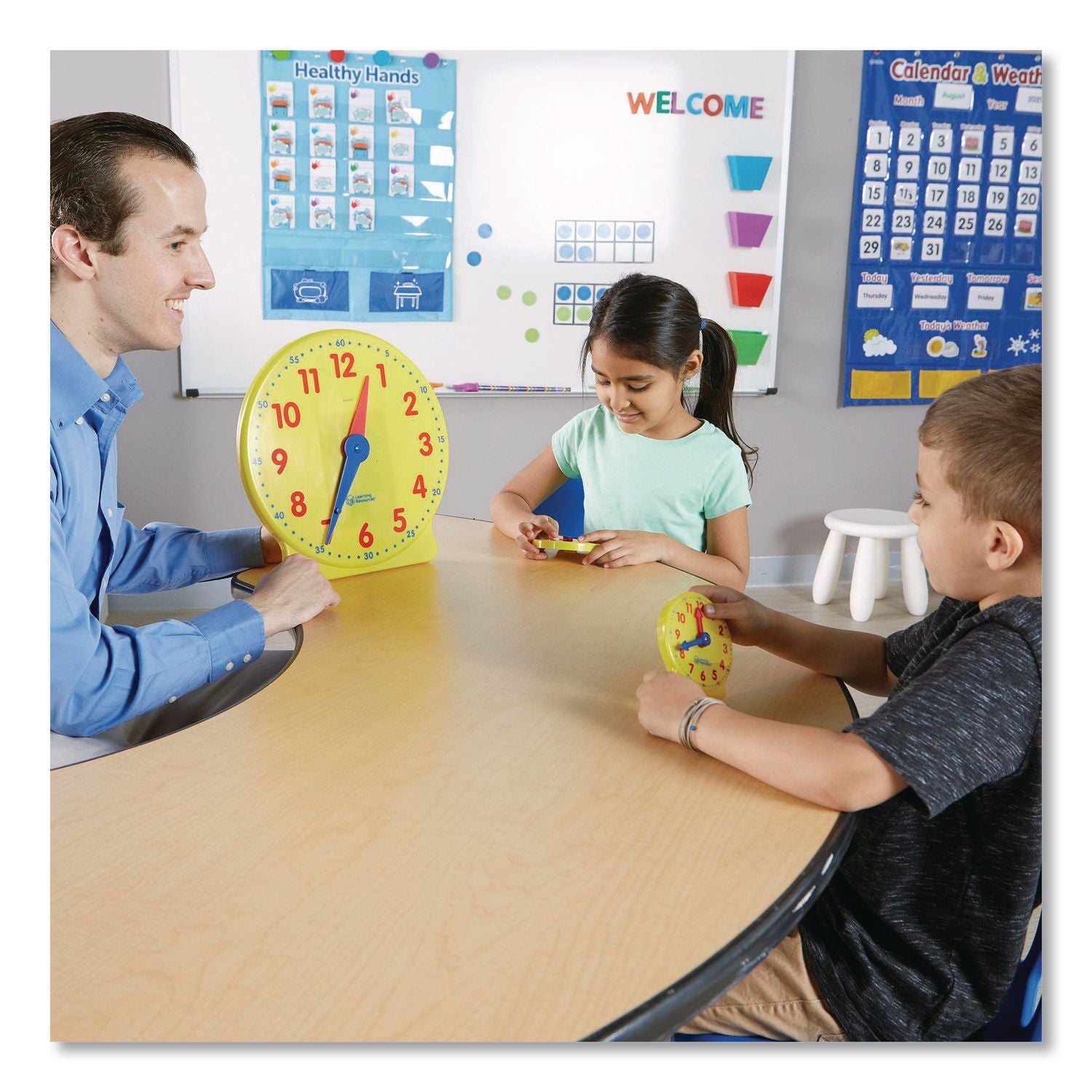 Learning Resources Classroom Clock Kit - Theme/Subject: Learning - Skill Learning: Time - 24 Pieces - Yellow
