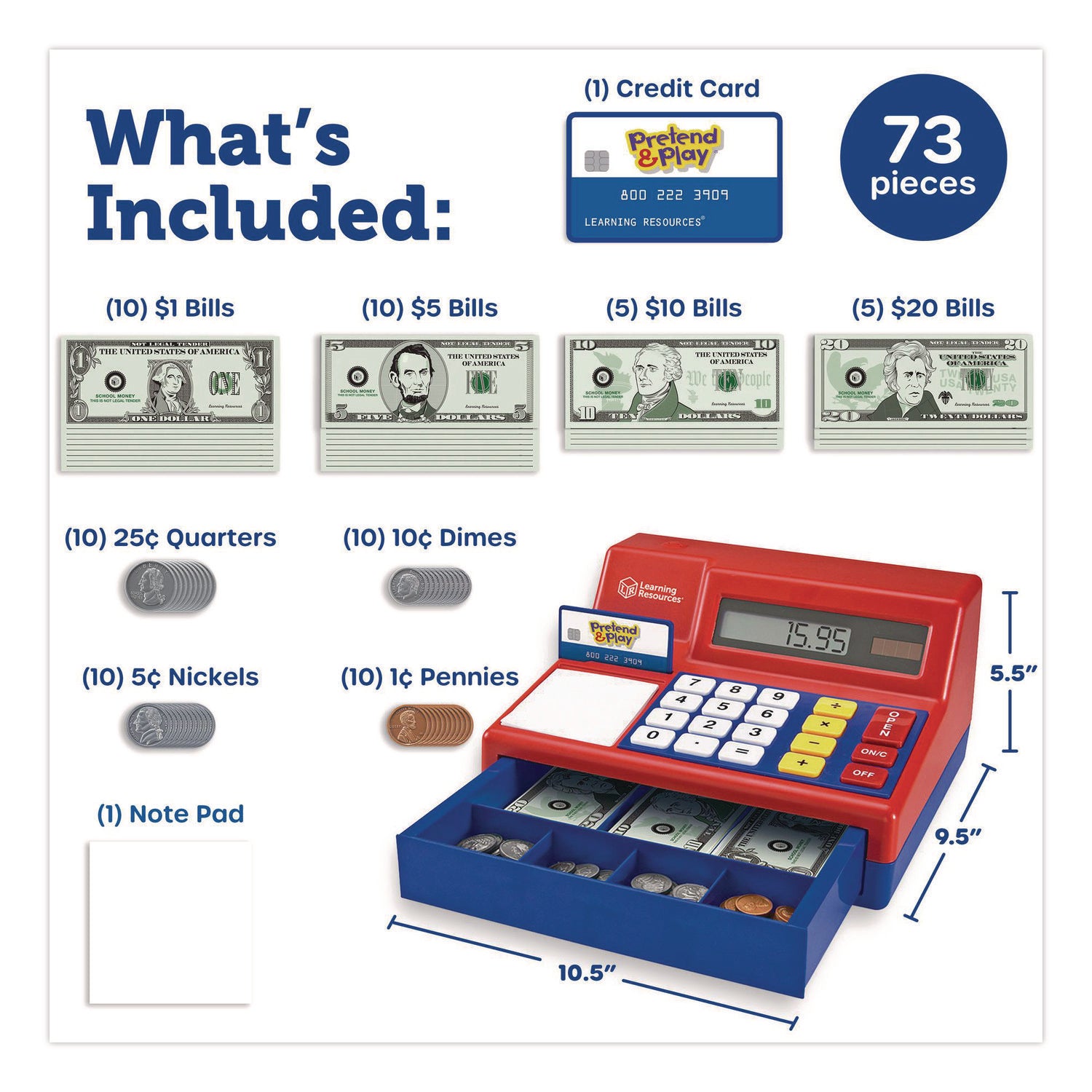 Pretend & Play Pretend Calculator/Cash Register - Theme/Subject: Learning - Skill Learning: Imagination, Money, Mathematics - 3-8 Year
