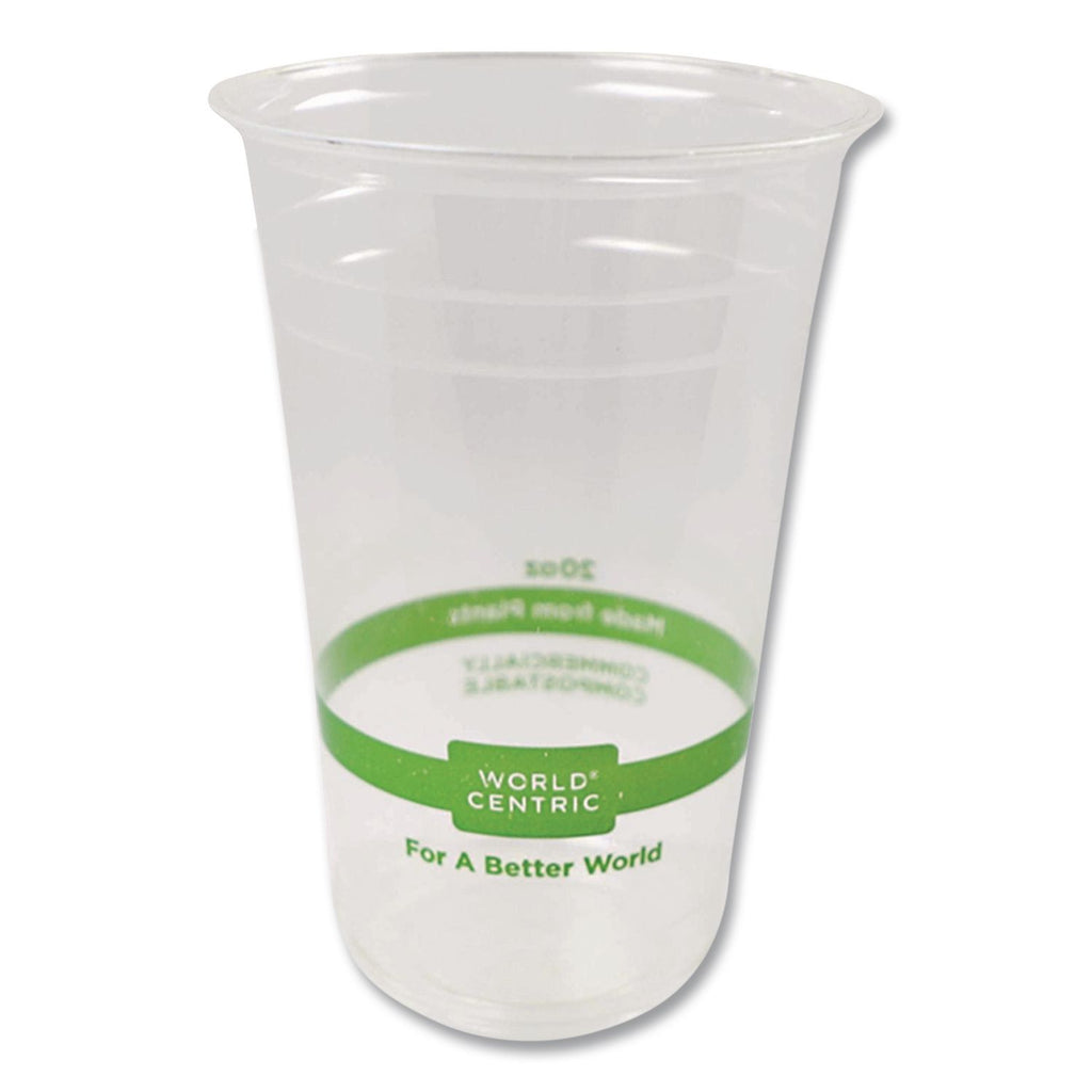 PLA Clear Cold Cups, 20 oz, Clear, 1,000/Carton