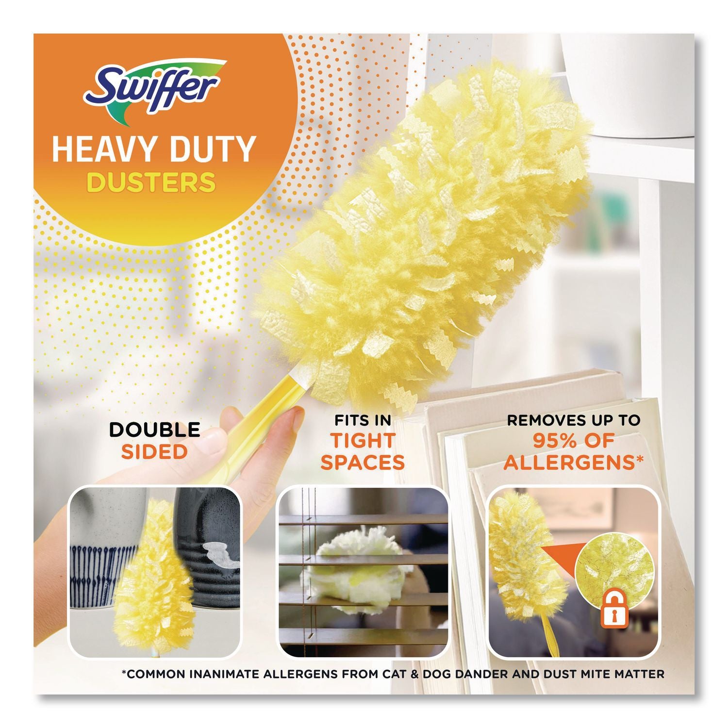 Heavy Duty Dusters with Extendable Handle, Plastic Handle Extends to 3 ft, 1 Handle and 3 Dusters/Kit, 6 Kits/Carton
