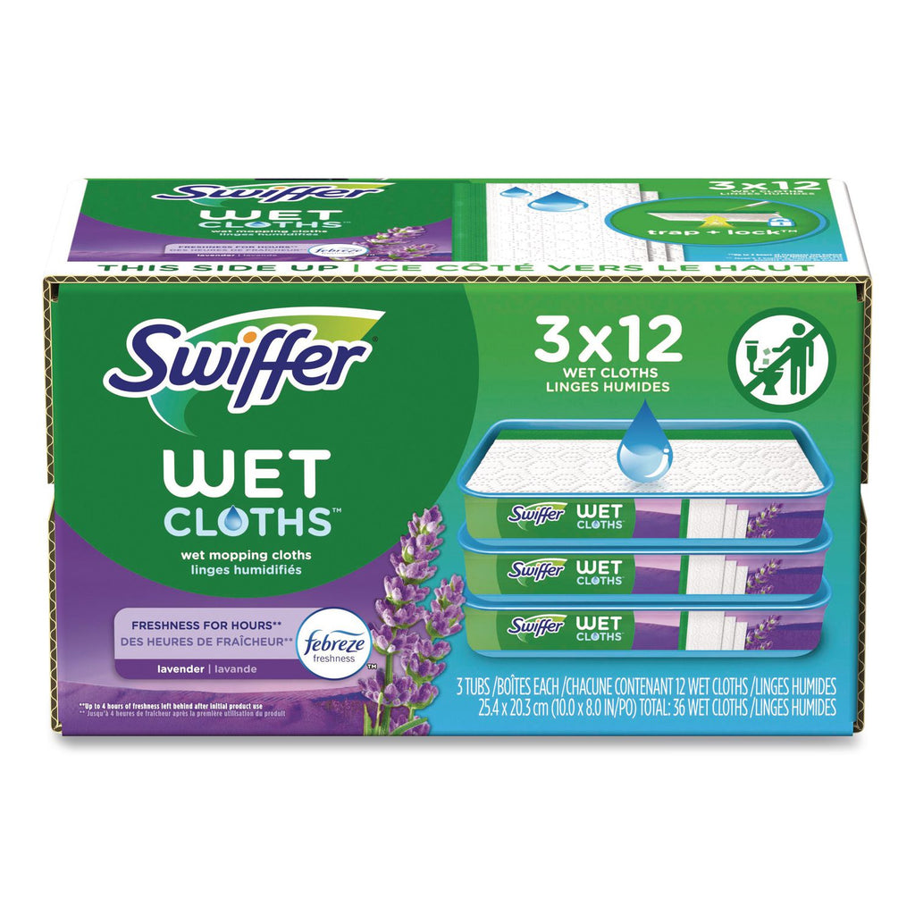 Wet Refill Cloths, 10 x 8, Lavender Vanilla and Comfort, White, 36/Carton