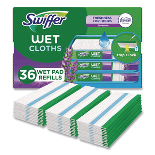 Wet Refill Cloths, 10 x 8, Lavender Vanilla and Comfort, White, 36/Carton