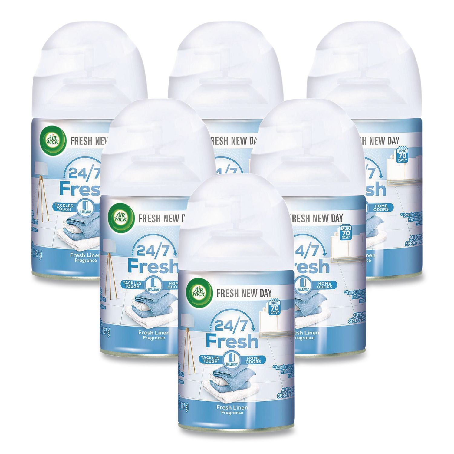 Freshmatic Ultra Spray Refill, Fresh Linen, Aerosol, 5.89 oz Aerosol Spray, 6/Carton