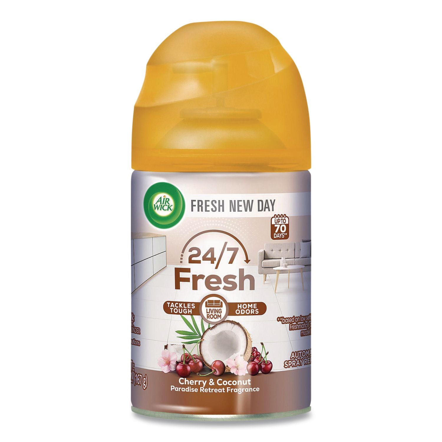 Freshmatic Life Scents Ultra Refill, Paradise Retreat, 5.89 oz Aerosol Spray, 6/Carton