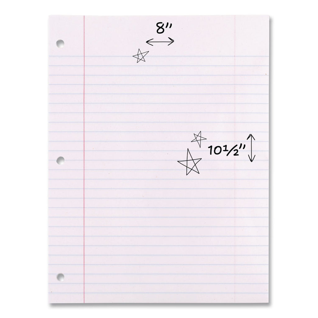 Filler Paper, 3-Hole, 8 x 10.5, Wide/Legal Rule, 200/Pack