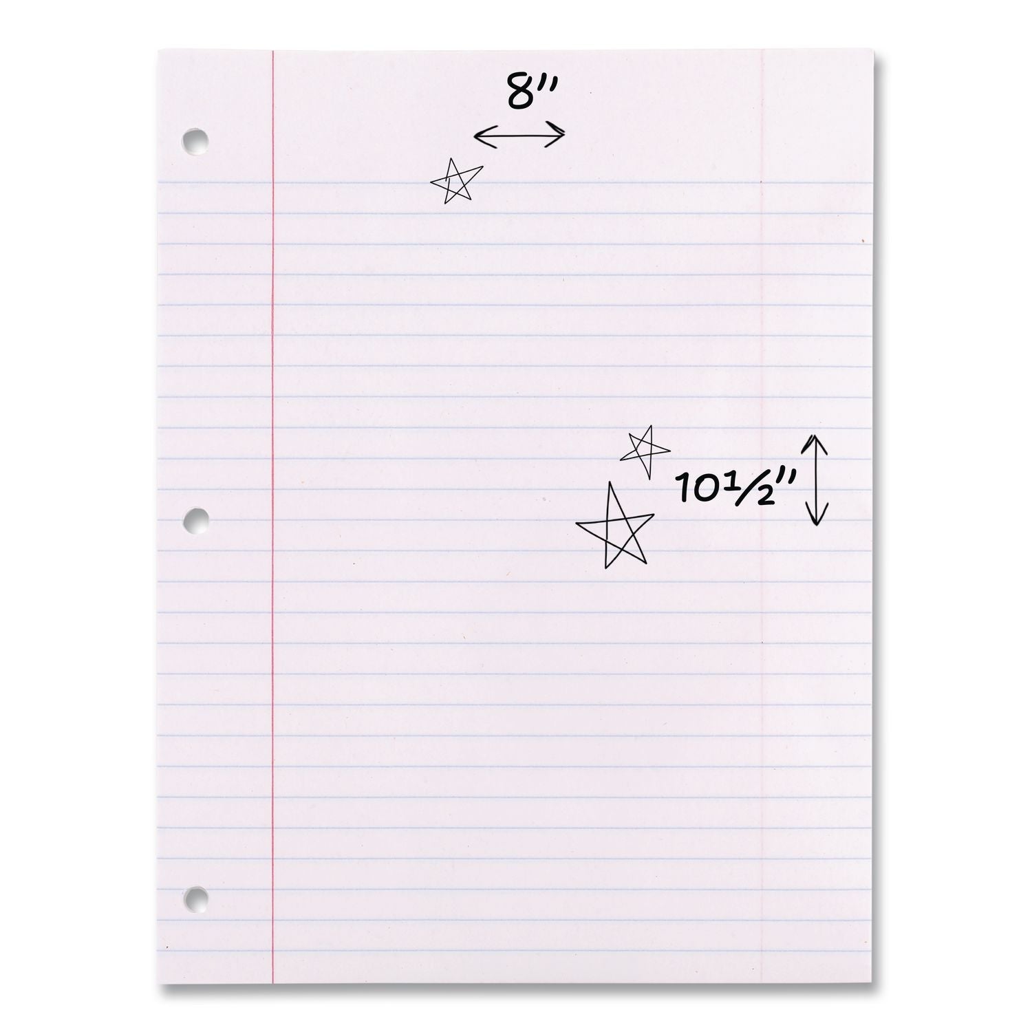 Filler Paper, 3-Hole, 8 x 10.5, Wide/Legal Rule, 200/Pack