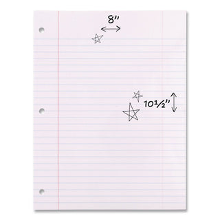 Filler Paper, 3-Hole, 8 x 10.5, Wide/Legal Rule, 200/Pack