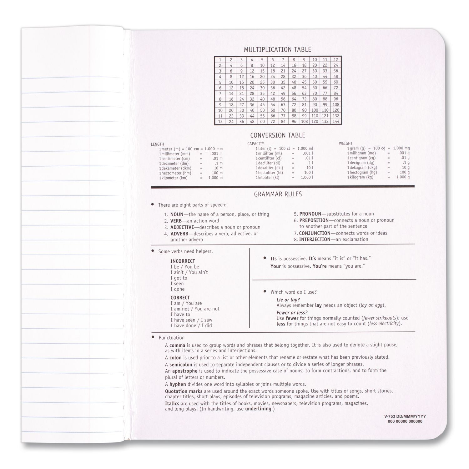Composition Book, Wide/Legal Rule, Black Cover, (100) 9.75 x 7.5 Sheets