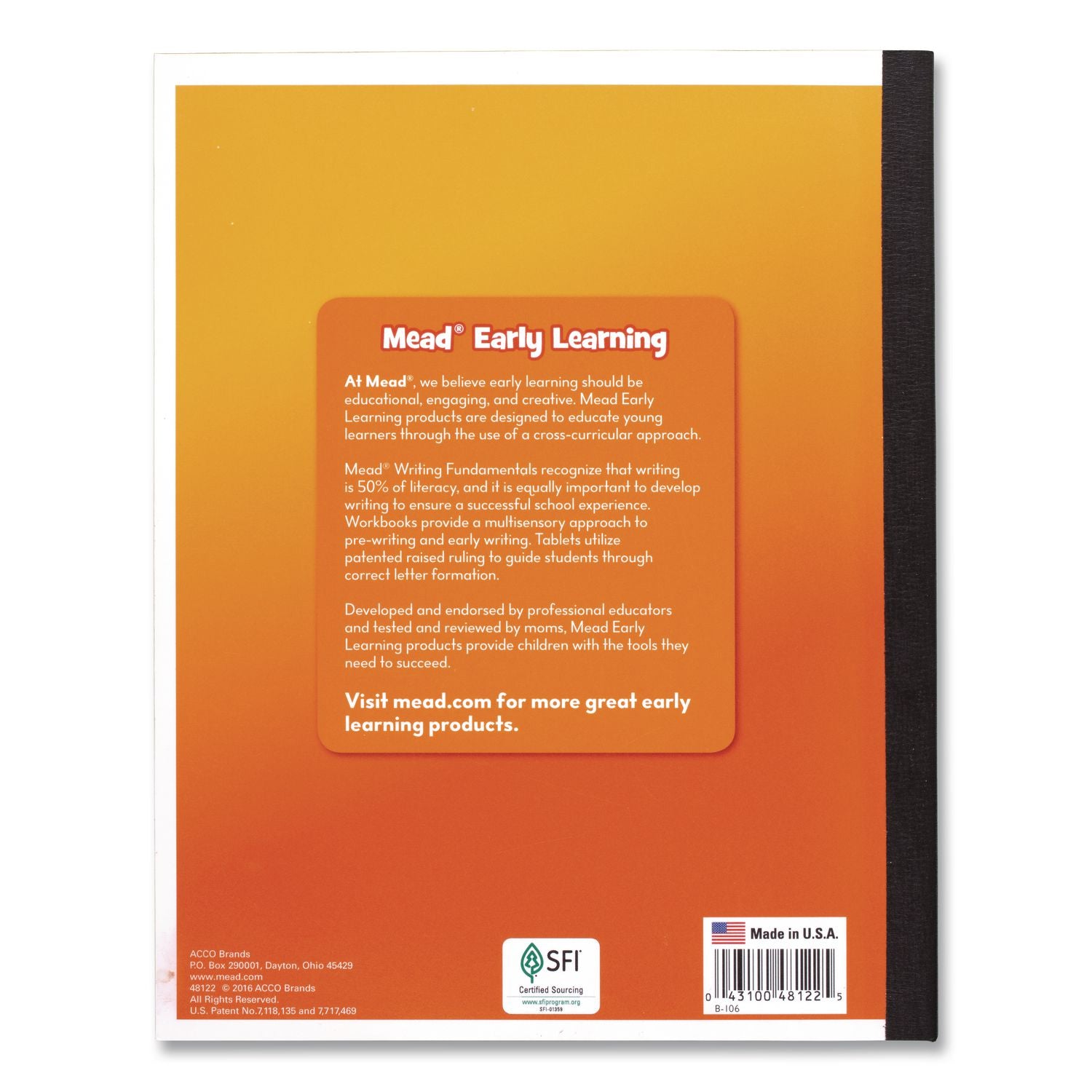 Learn to Letter Writing Tablet with Raised Ruling, Primary Rule, Orange Cover, (40) 10 x 8 Sheets